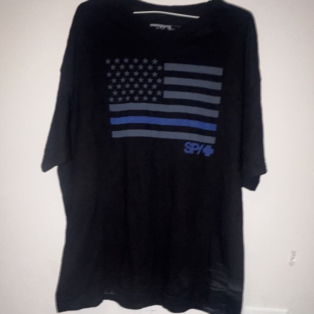 SPY+ Men's 2XL Black Cotton Crew Neck Short Sleeve American Flag Graphic Tee